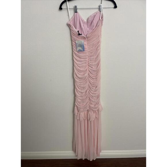 Revolve Majorelle Giules Strapless Gown Mesh Ruffle Ruched  Pink S $248 msrp NWT - Picture 8 of 9